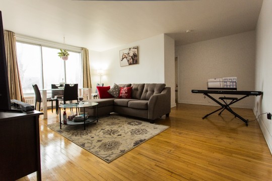 Sunny living room with large window